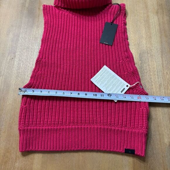 Peuterey Wool Sleeveless Turtleneck Sweater Fisherman Knit Medium Fuchsia Pink - Picture 2 of 16